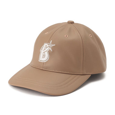 フェイクレザーキャップ/Bシンボル/ベージュ