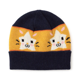 フェイス柄ニットキャップ/DB.スターマン/ネイビー