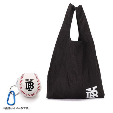 ボール型ポーチ付きエコバッグ/YDBロゴ/ブラック
