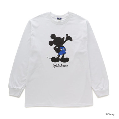 【+B】/シルエットミッキーマウス/ロングTシャツ/ホワイト