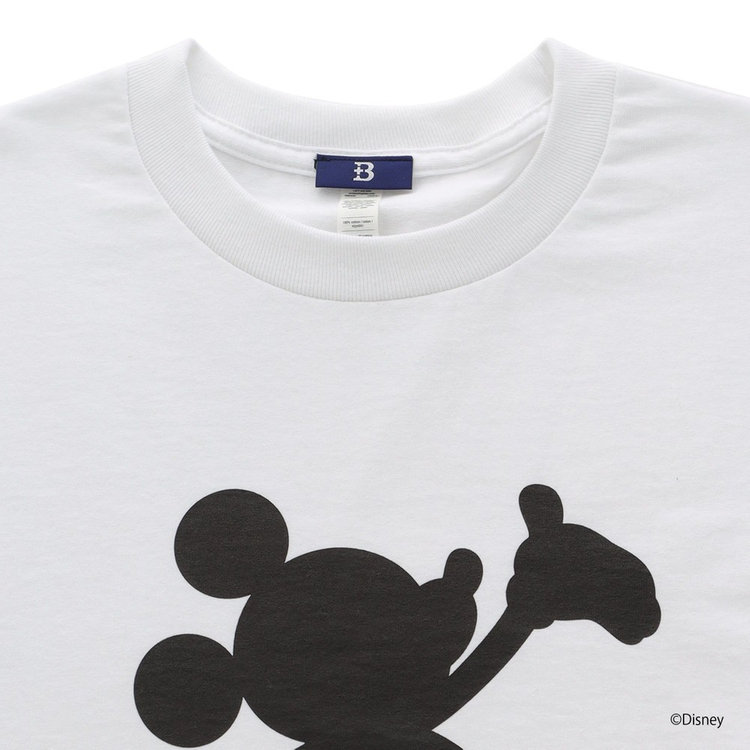 【+B】/シルエットミッキーマウス/ロングTシャツ/ホワイト, ホワイト, M