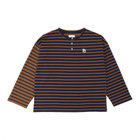 【+B】/ヘンリーボーダーロングTシャツ