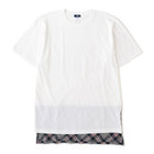 【+B】/切替チェックTシャツ/グレー