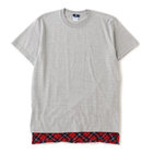【+B】/切替チェックTシャツ/グレー