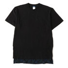 【+B】/切替チェックTシャツ/グレー