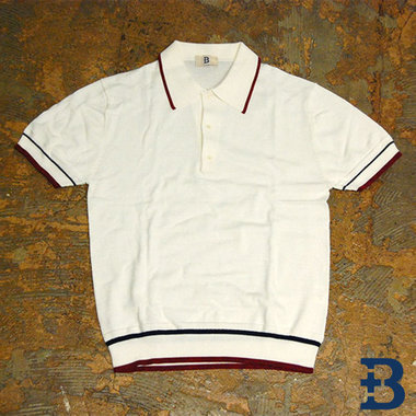 【+B】 ニットポロシャツ/ホワイト