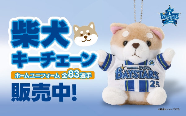 【BAYSTORE ONLINE限定】全選手・監督・DB.スターマン・DB.キララから選べるHOMEユニフォームを着用した柴犬キーチェーン